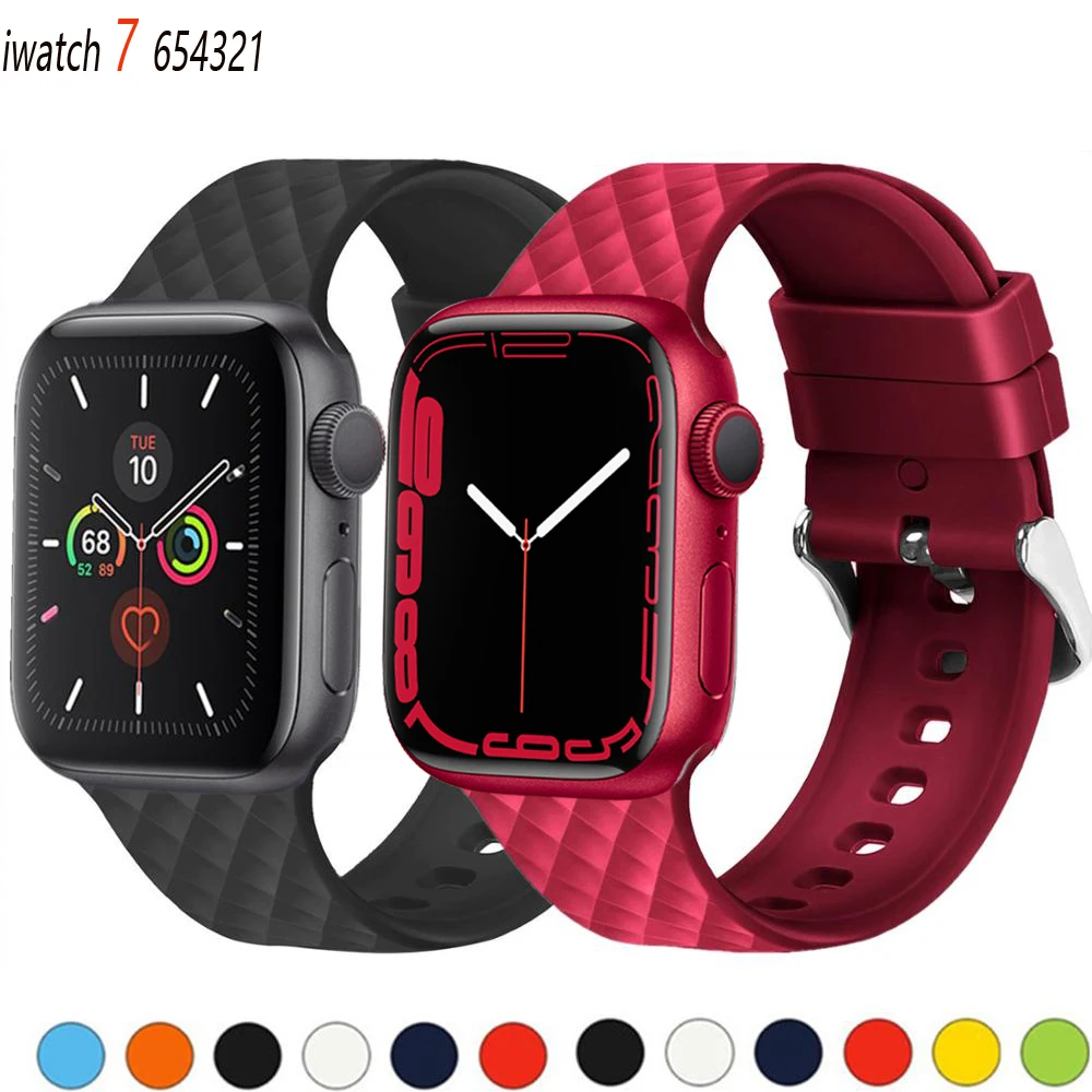 Szilikon Szíjjal az Apple Nézni sorozat 7 zenekar 45mm, 41 mm-es iwatch 38mm 42mm intelligens karóra Rhombic minta watchband karkötő