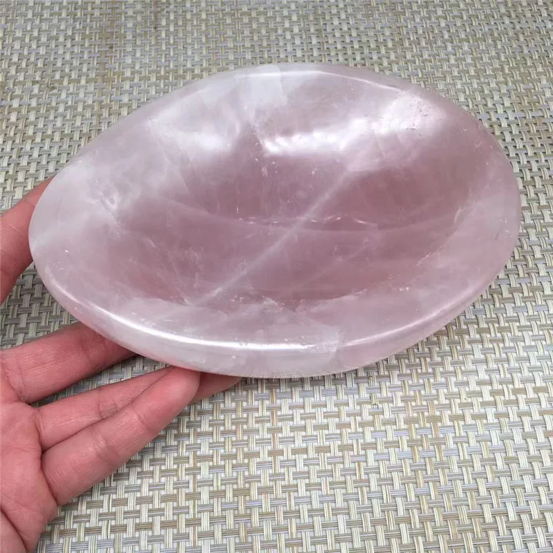 Természetes rózsaszín rózsa kvarc kő tál kvarc kristály hamutartó a lakberendezési ajándék Kép 2 