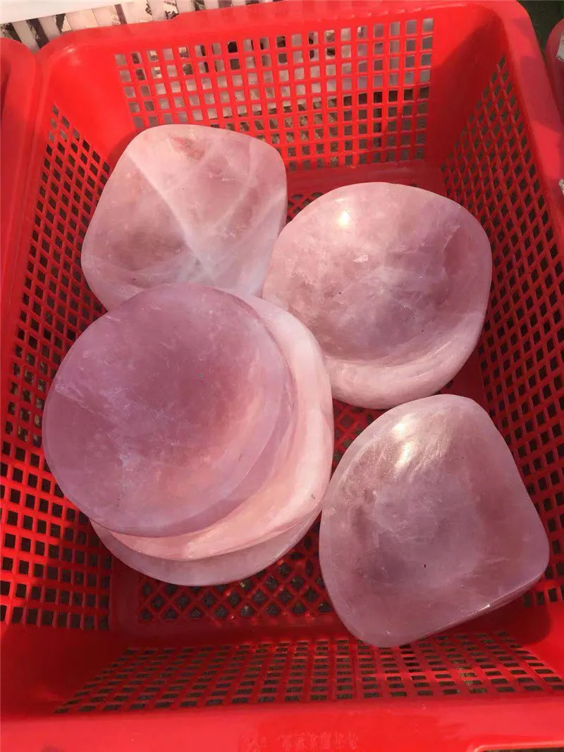 Természetes rózsaszín rózsa kvarc kő tál kvarc kristály hamutartó a lakberendezési ajándék Kép 5 