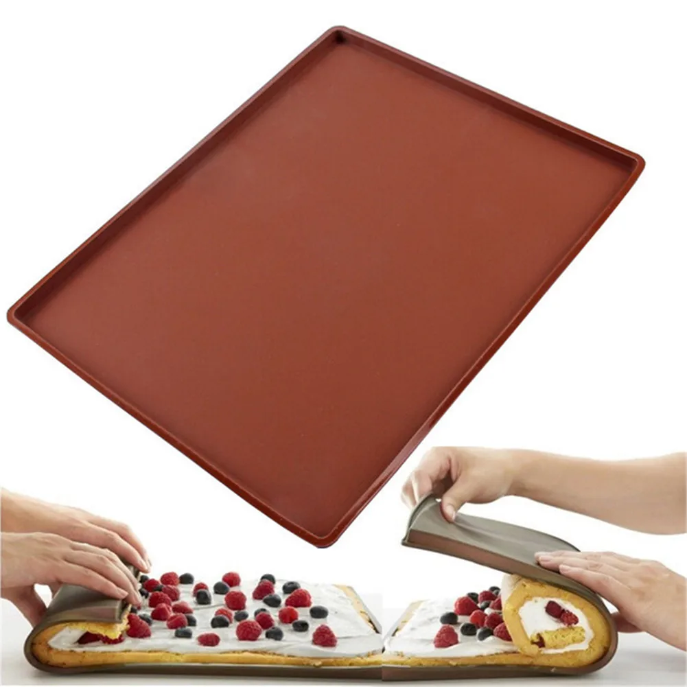 Többfunkciós Szilikon Torta Roll Mat Bakeware Tálca Pan Festett Pad Tészta Svájci Roll Sütés Penész Eszköz a Konyhában