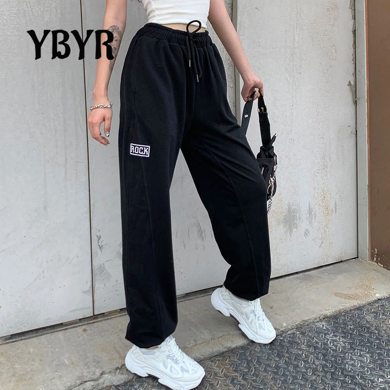 YBYR Alkalmi Nadrág Nők 2021 Őszi Bő Divat, Futó Sport Melegítő Balck Rugalmas, Magas Derék Nadrág Női Streetwear
