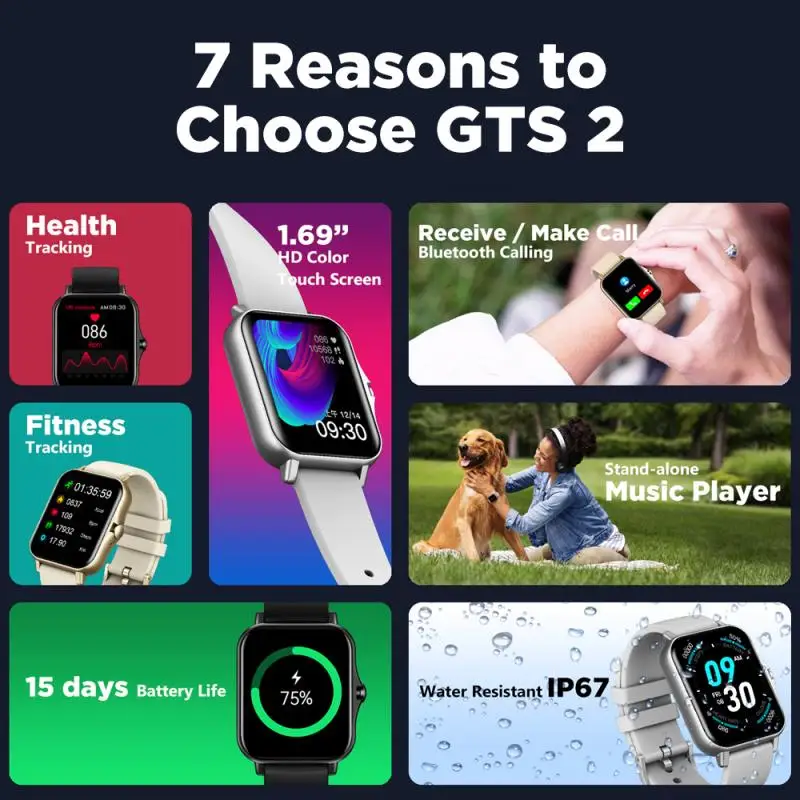 Zeblaze GTS 2 1.69 Hüvelyk 2021 Intelligens Karóra Férfi Full Touch Fitness Tracker IP67 Vízálló Nők Smartwatch A Xiaomi Phone IPhone Kép 3 