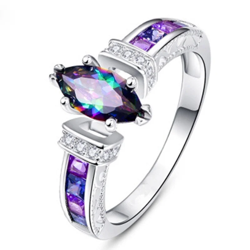 Új, színes ovális, aranyozott gyűrű, Európai, illetve Amerikai divatos női kéz ékszerek