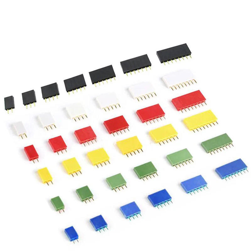10DB 2.54 mm-es Sorban a Női PCB-Testület Pin Fejléc Csatlakozó Csík Pinheader 2/3/4/6/8/10/16/40p színes aljzat Arduino Kép 0 