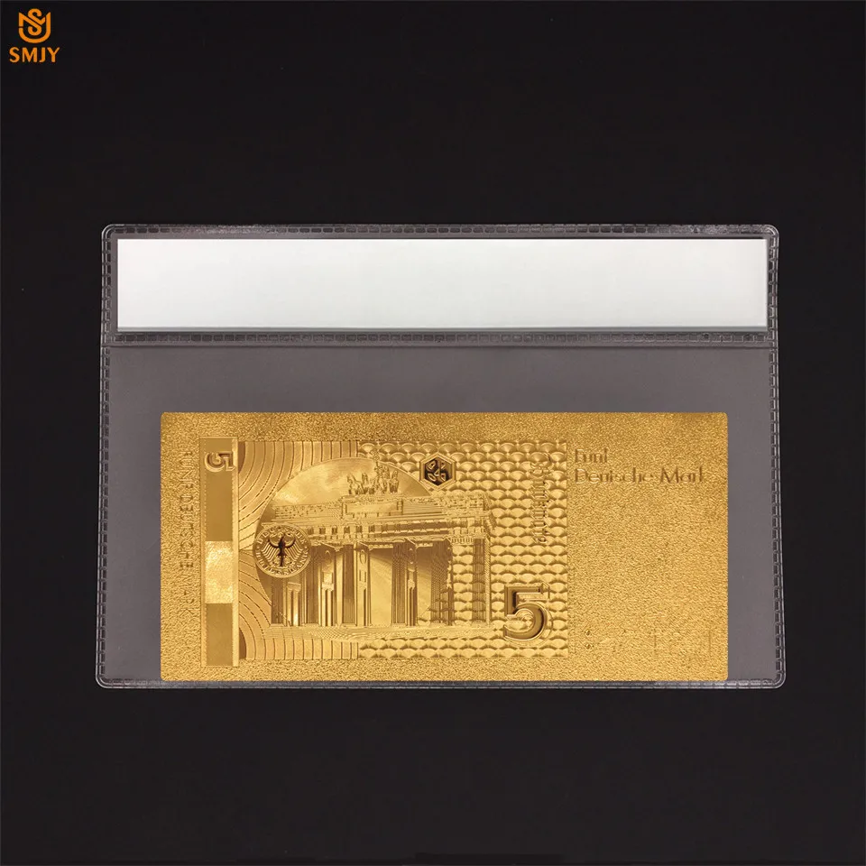 1991-ben Németország 24 karátos Arany Bankjegy-5 Mark német Másolat Színes Valódi Pénzt Mérete W/ Tanúsítvány Hitelességét Kép 1 