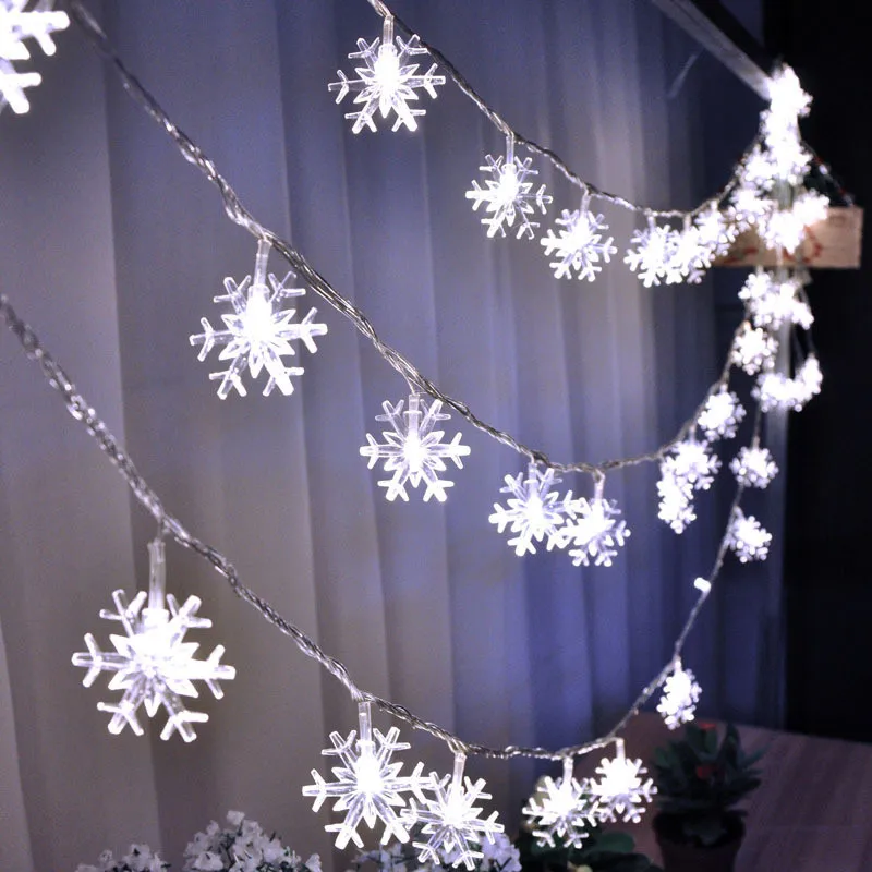 2/5/10M LED Hópehely String tündérfény Garland karácsonyfa Új Évben Terem Valentin Napi Dekoráció Lighys USB Akkumulátor Kép 1 