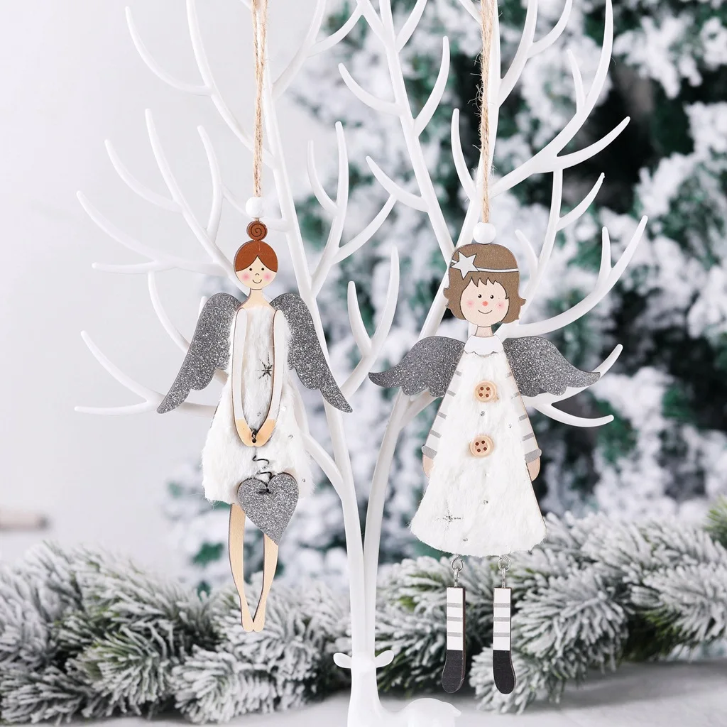 2021 új termék plüss fa angyal lány alakú medál, Karácsonyi dekoráció, Karácsonyi fa tartozékok gyermekek ajándék medál