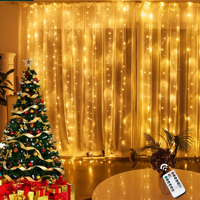2022 Karácsonyi Függöny Fények Garland Boldog Karácsonyi Dekoráció Az Otthoni Díszek, Karácsonyi Ajándékok Navidad Új Év Dekor LED Strin Kép 0 