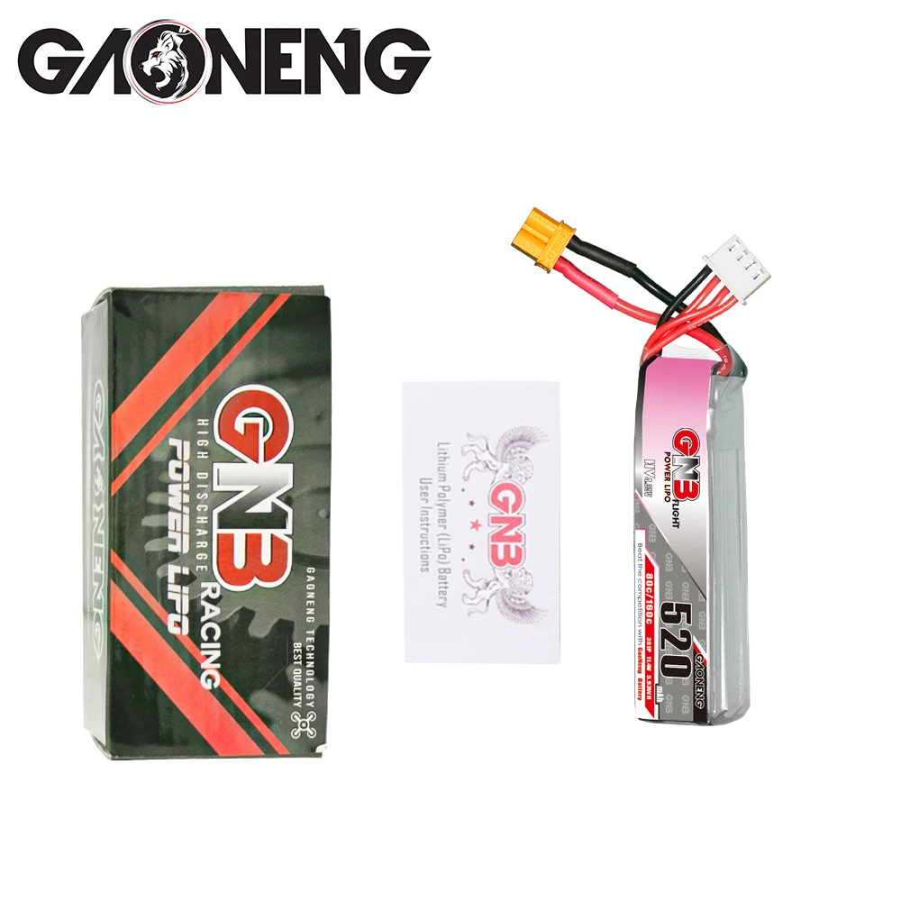 2DB Gaoneng GNB-3S 520mAh 80C/160C 11.4 V HV Lipo Akkumulátort XT30 Plug Betafpv Beta85X Ügy Beltéri FPV Drón RC Alkatrészeket Kép 5 