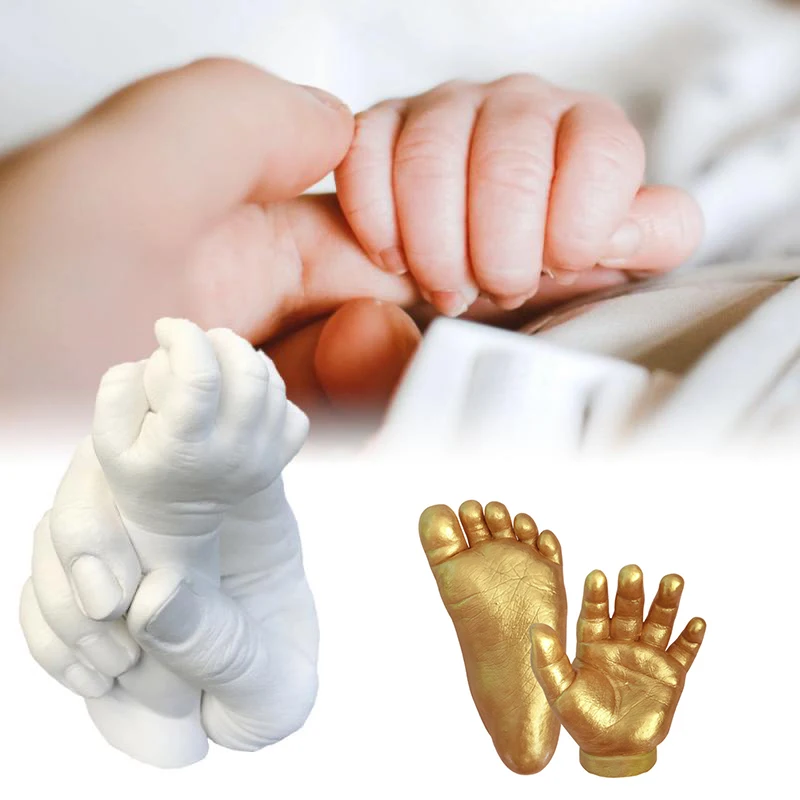 3D Kézzel készített Baba Kéznyomok Lábnyomok Modell Por Ajándékok Penész DIY Kéz-Láb Casting Kit Klón Por Meghatározott Gyermek Növekedési Emlékmű