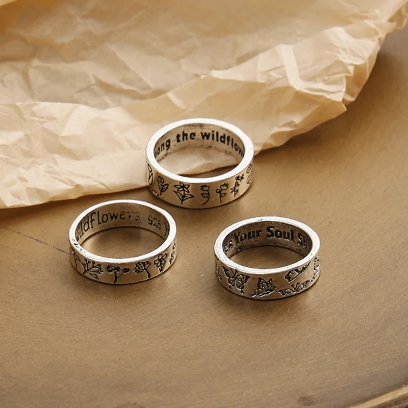 3Pcs Divat Vintage Pillangó Gyűrű a Nők a Férfiak Bohém Finom Kézzel Faragott Gyűrű Romantikus Esküvői Ékszer, Ajándék Szettek