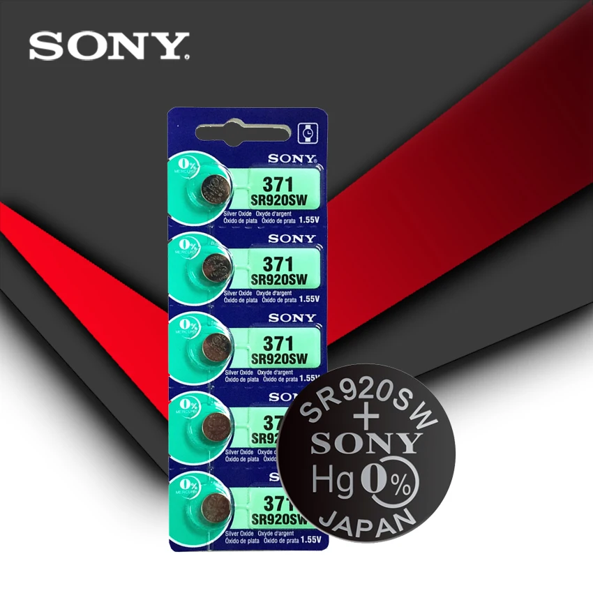 5db Sony 100% Eredeti 371 SR920SW 920 1.55 V Nézni Akkumulátor SR920SW 371 Gomb, gombelem JAPÁNBAN KÉSZÜLT