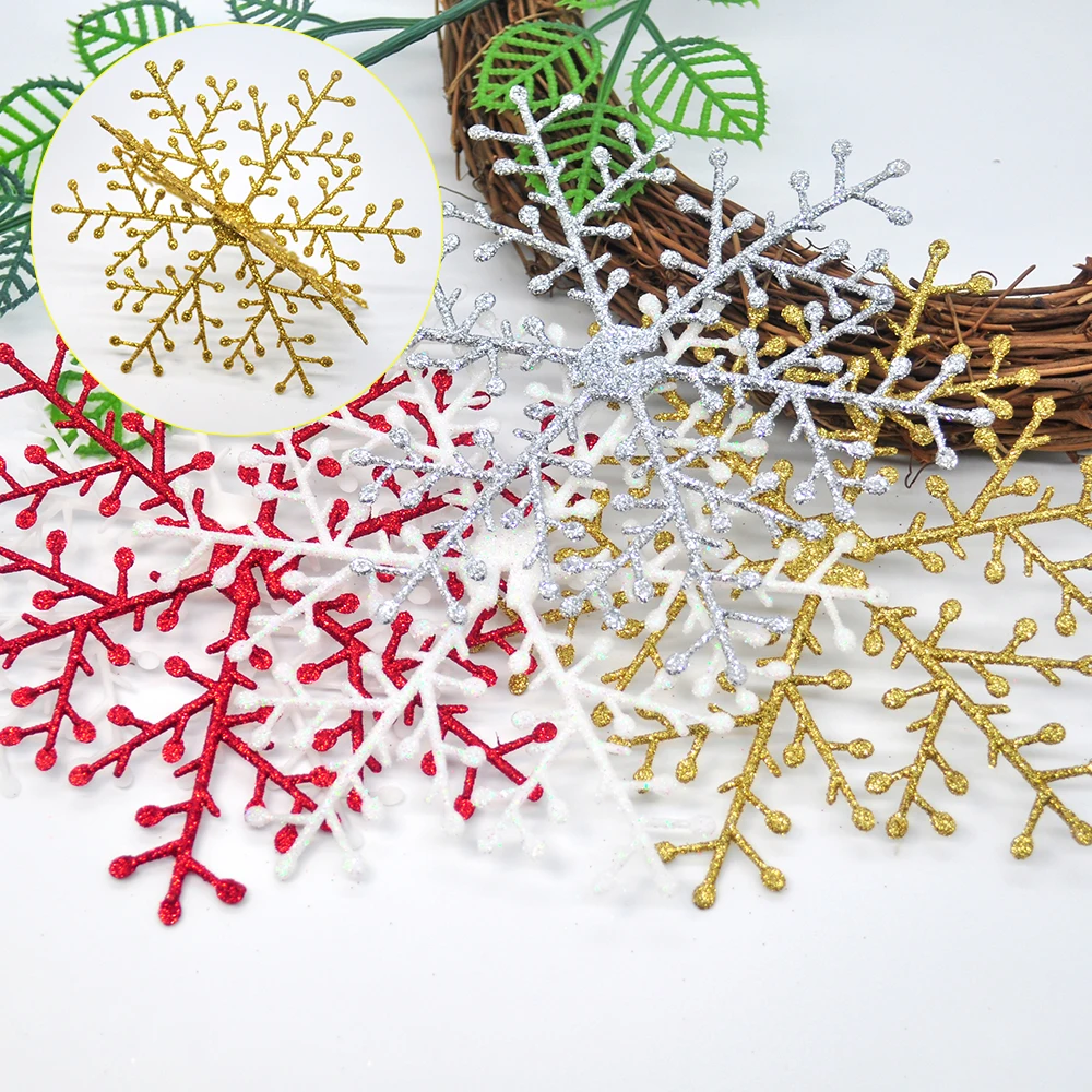 6DB csillogó három-dimenziós hópehely karácsonyfa díszítés, 3D-s medál, hogy üdülési new year party dekoráció Kép 0 