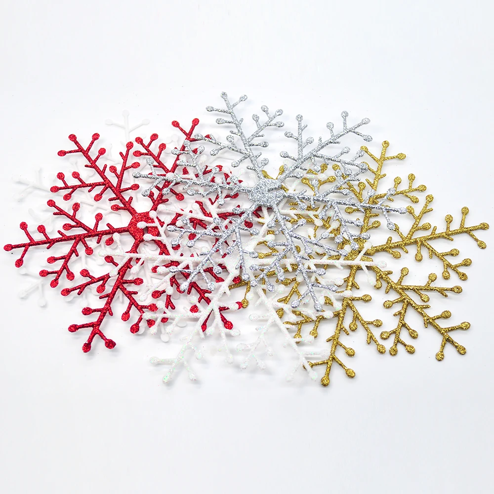 6DB csillogó három-dimenziós hópehely karácsonyfa díszítés, 3D-s medál, hogy üdülési new year party dekoráció Kép 5 