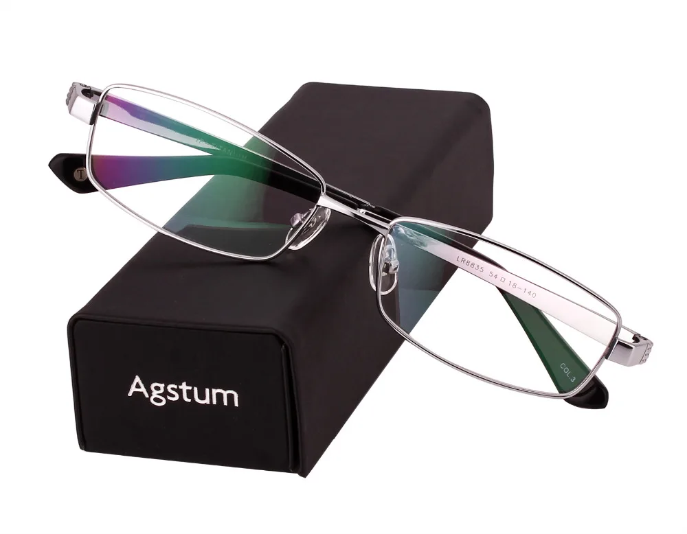 Agstum 100% - os Tisztaságú Titán Szemüveg Férfiak Teljes Felni Optikai Szemüveg Keret, szemüveg Rx 8835 Kép 0 