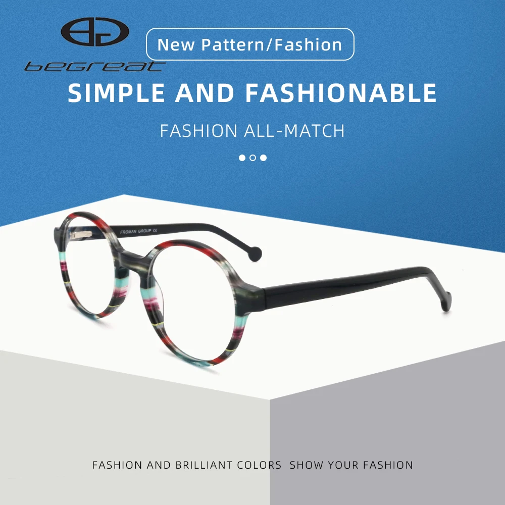 BEGREAT Klasszikus Optikai Szemüveg Nők очки для зрения Kör alakú Szemüveg Gradiens-Acetát Keret Designer Divat Szemüveg