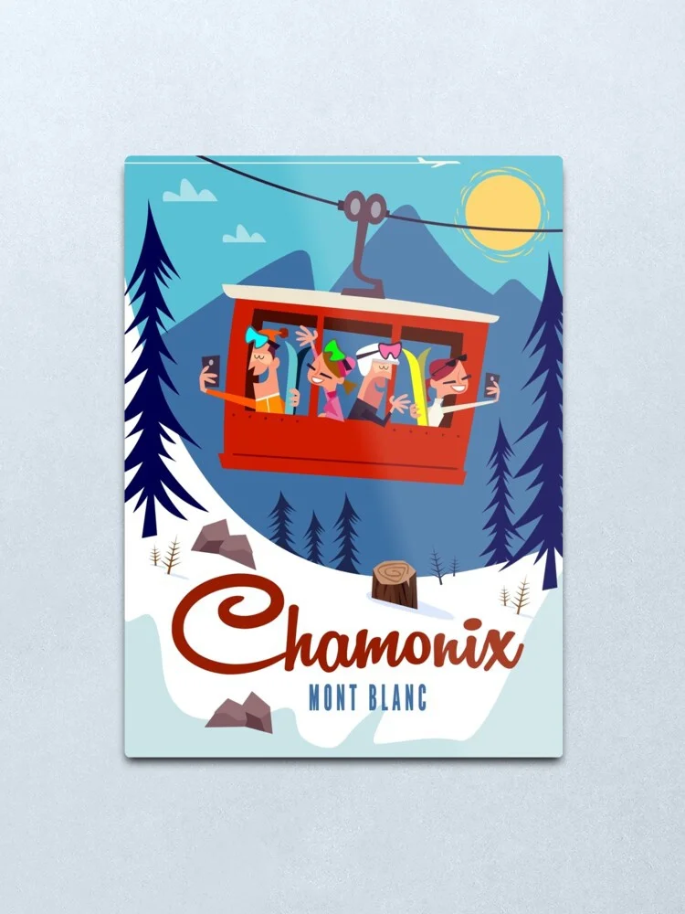 Chamonix-Mont Blanc felvonó poszter Fém Nyomtatás Adóazonosító Jel, hogy a Férfi Barlang Bár, Pub, Klub, Fali Dekor 20x30cm