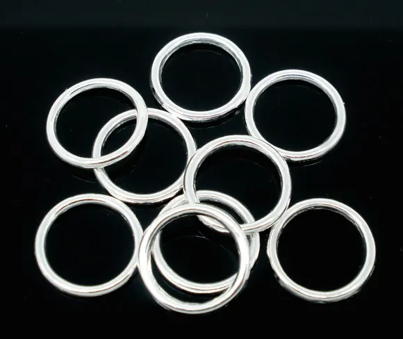 DoreenBeads fém Cink ötvözet Zárt Forrasztott Ugrás Gyűrű Kerek ezüst színű 12.0 mm( 4/8