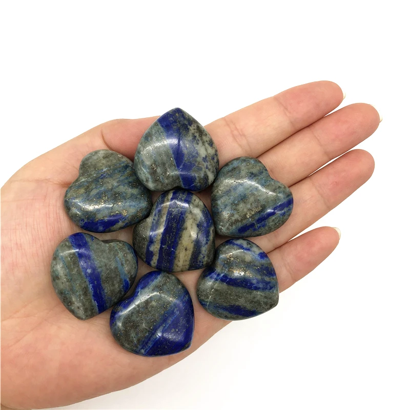 Gyönyörű 1/2db Természetes Lapis Lazuli Szív Alakú Kristály, Drágakő Gyógyító Csakra Polírozott Természetes Kvarc Kristályok