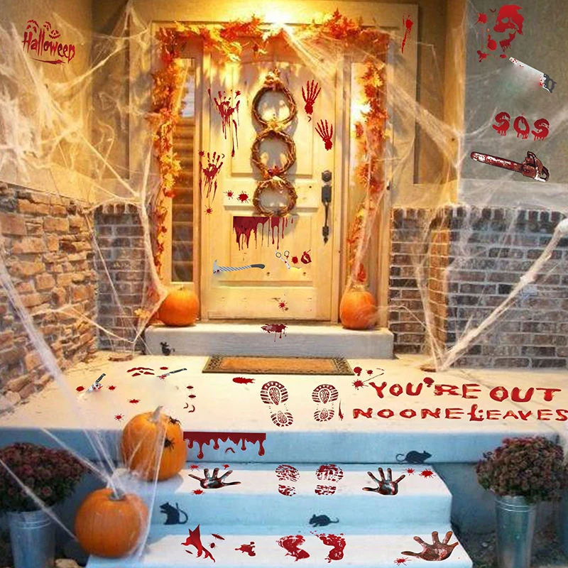 Halloween Denevér Kéz-Láb Nyomtatás Matrica Wc Stick Őr Fél Ajtó, Ablak Cserélhető Üveg Fali Matrica Horror Kellékek 2021 Kép 2 