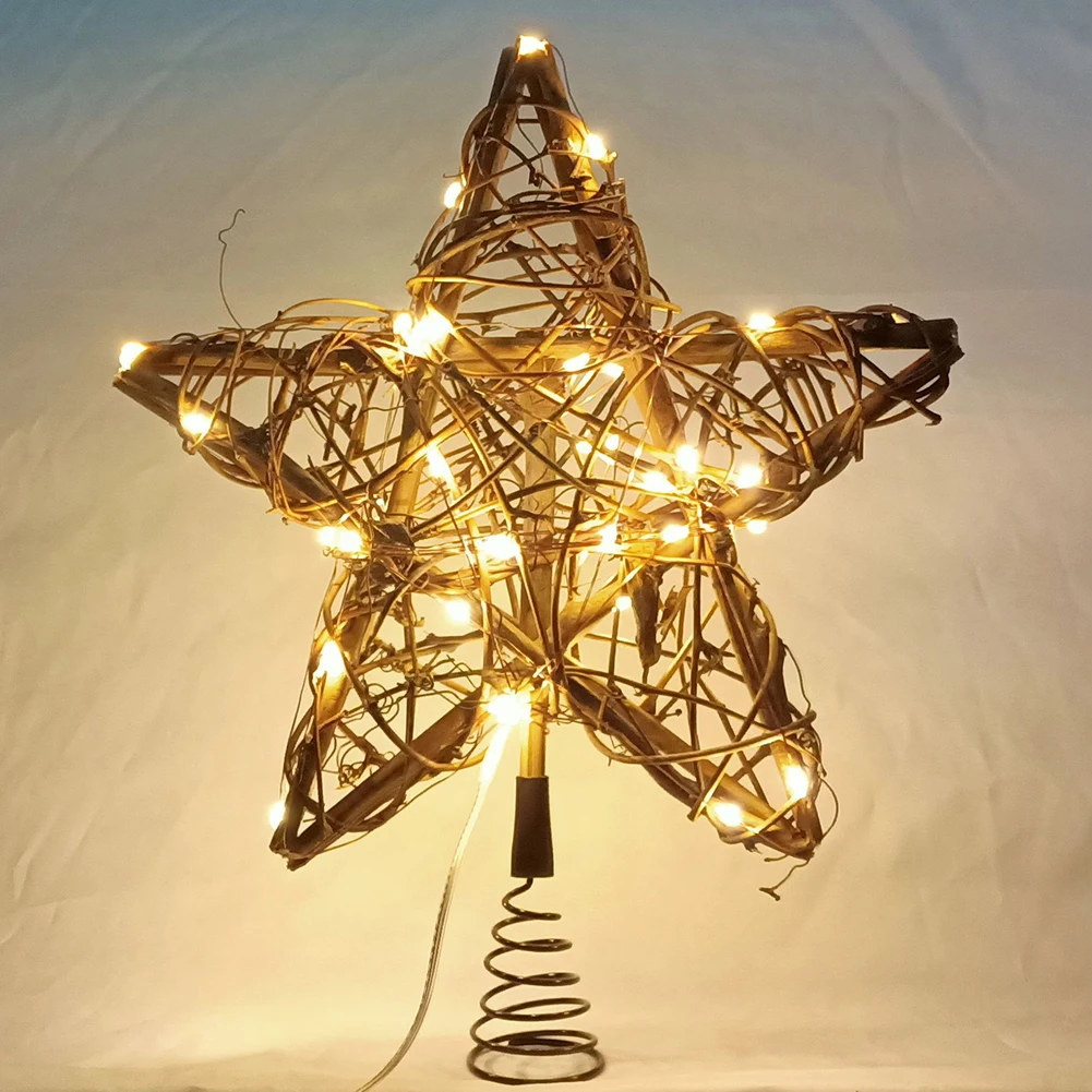 Karácsonyfa Csillag Topper LED Égő Csillag karácsonyfa Tetején Dekoráció elemes Noel Navidad 2022 Xmas Meleg Fény Díszek