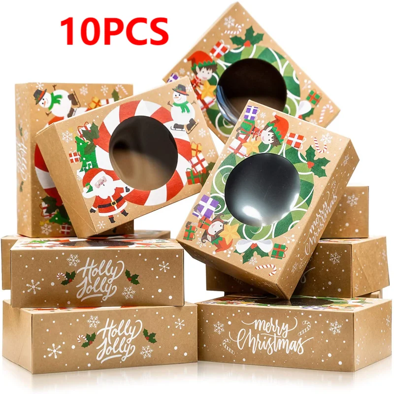 Karácsonyi Süti Doboz Nátronpapír Édesség Ajándék Dobozok, Zsákok Élelmiszer-Csomagolás Doboz Karácsonyi Party Gyerekeknek Ajándék Új Év Navidad Dekoráció