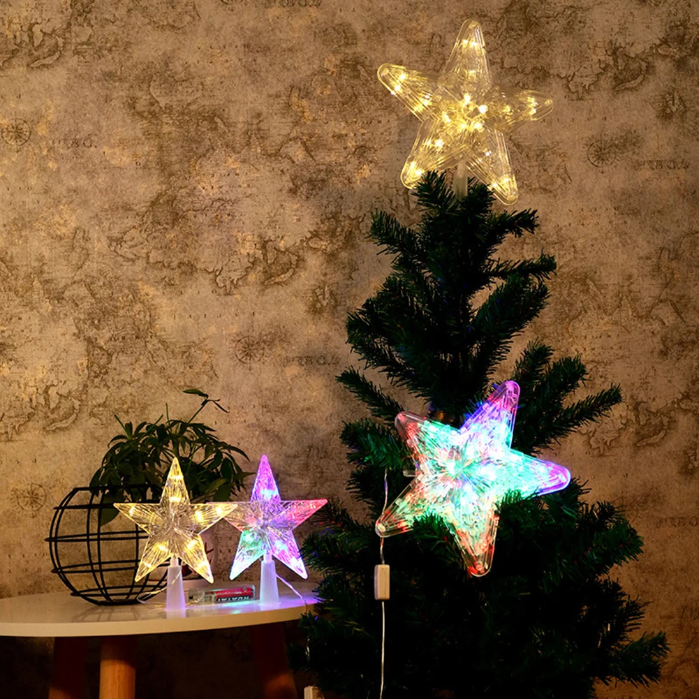 LED-es Csillagos Éjszakai Fény Öt pont Lámpa karácsonyfa Tetején karácsonyfa Dekoráció Izzó Party Esküvői Tündér Szoba Szabadtéri Garland Kép 0 