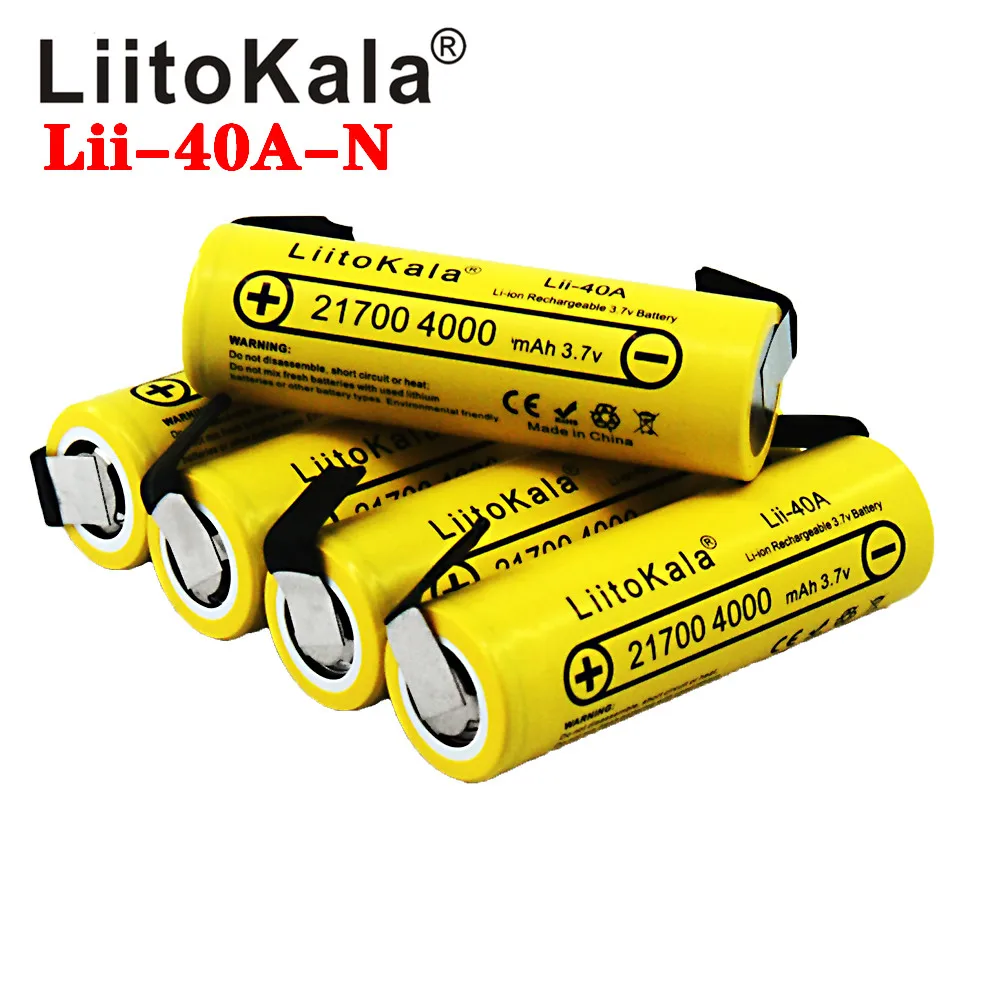 LiitoKala Lii-40A 21700 4000mAh Li-Ni Akkumulátor 3,7 V 40A Magas mentesítés Mod / Kit 3,7 V 15A erő +DIY Nicke