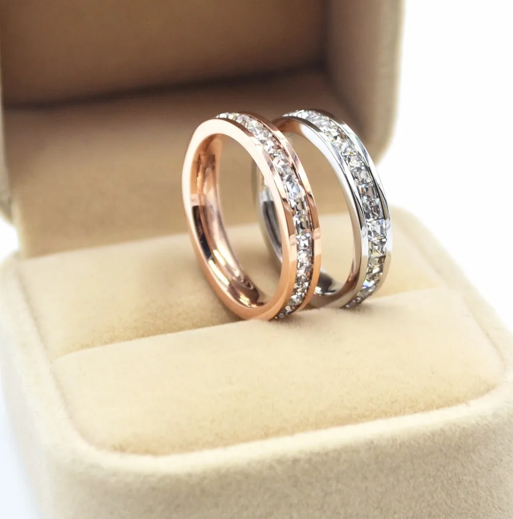 Magas minőségű női geometriai gyűrű rozsdamentes acél rose gold végtelen eljegyzési gyűrűt a legjobb ajándék nőknek Kép 0 