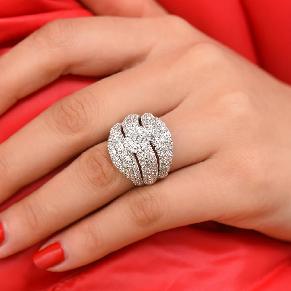 missvikki Luxus Design Nyilatkozat Rakható Gyűrű Nők Esküvői Köbméter Cirkon Eljegyzési Dubai Punk Menyasszonyi Felső Ujját, Gyűrűk Kép 3 