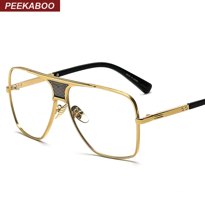 Peekaboo Luxus szemüveg keretek, a férfiak 2017 kiváló minőségű arany fém lapos tetején nagy ember szemüveg optikai keretek márka gafas