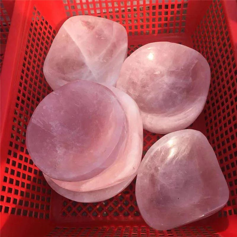 Természetes rózsaszín rózsa kvarc kő tál kvarc kristály hamutartó a lakberendezési ajándék Kép 4 