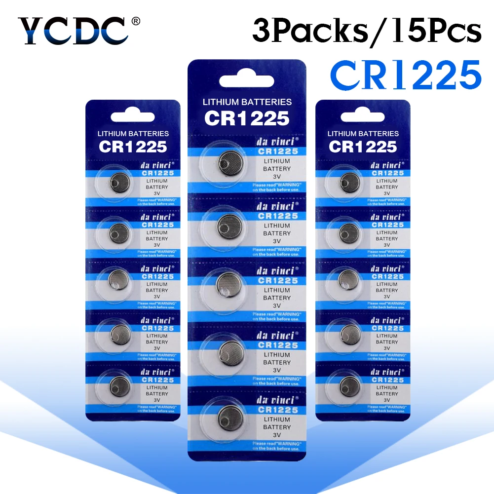 YCDC 15pcs 3V Gombot Érme Sejtek Akkumulátorok CR1225 LM1225 BR1225 ECR1225 KCR1225 Nézni Távoli Csere Akkumulátorok Egyszeri Használatra