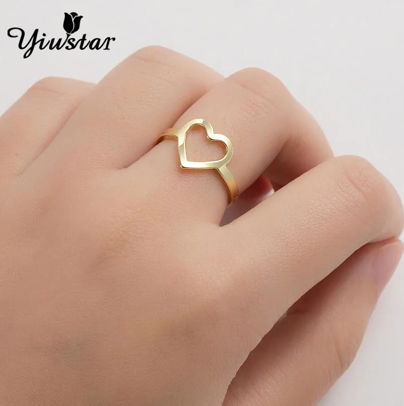 Yiustar Trendi Rozsdamentes Acél Karácsonyi Ajándék Gyűrű Szerelmes Szív a Nők, Férfiak, Állítható Gyűrű, Kicsi Ékszer Esztétikai Tartozékok Kép 0 
