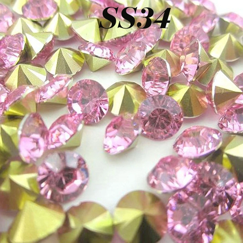ÚJ! divat 7mm SS34 72pcs/zsák világos rózsaszín színű, fényes, Gyanta Pointback strassz ékszerek készítése