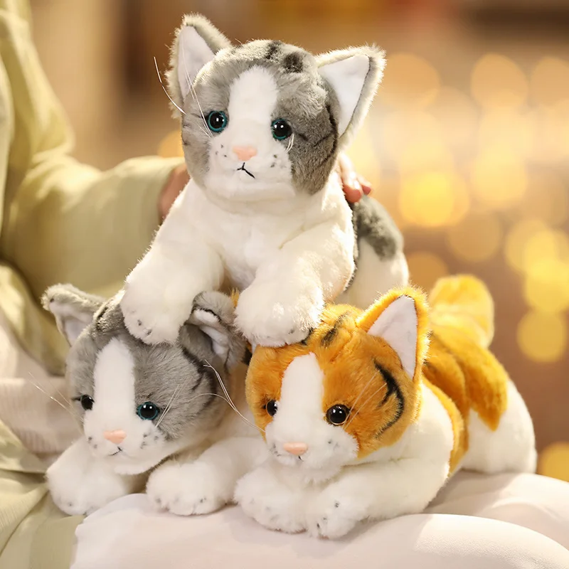 Új Érkeznek 32CM Szimuláció 3D Plüss Macska, Tigris Párna Plüss Élethű Állatok Baba Párna Kanapé Dekoráció Puha Játékok Gyerekeknek Ajándékokat